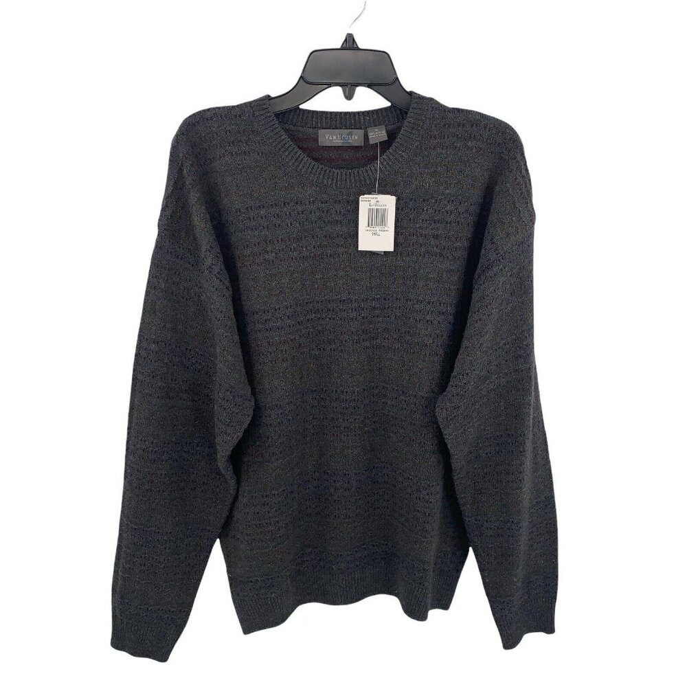 Van Heusen‎ Chicago Friday Mens Gray Textured Knit Crewneck Sweater Small NWT